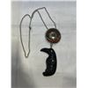 Image 1 : HAND CARVED 3" NATIVE PENDANT  ON 925 ITALY STERLING SILVER CHAIN