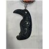 Image 2 : HAND CARVED 3" NATIVE PENDANT  ON 925 ITALY STERLING SILVER CHAIN
