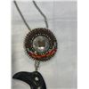 Image 3 : HAND CARVED 3" NATIVE PENDANT  ON 925 ITALY STERLING SILVER CHAIN