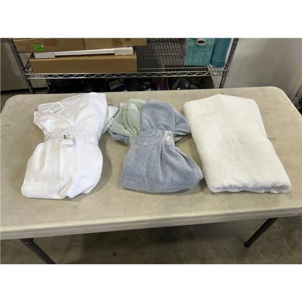 1 NEW WHITE BATH TOWEL AND TWO  PACKS HAND TOWELS