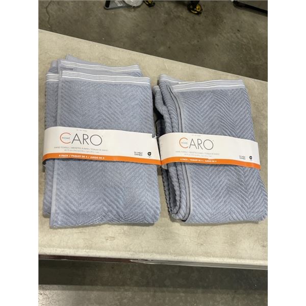 TWO NEW 4 PACKS HOME CARO HAND TOWELS