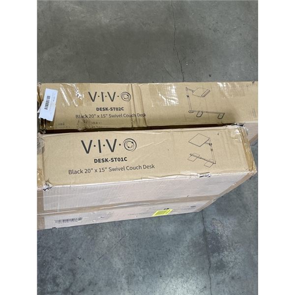2 VIVO BLACK 20" X 15" SWIVEL COUCH DESKS