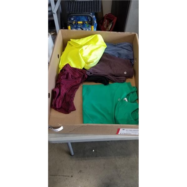 TRAY OF ASSORTED LULULEMON CLOTHING