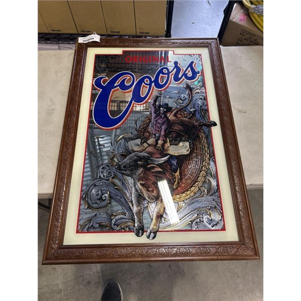 VINTAGE COORS BULL RIDER BAR MIRROR