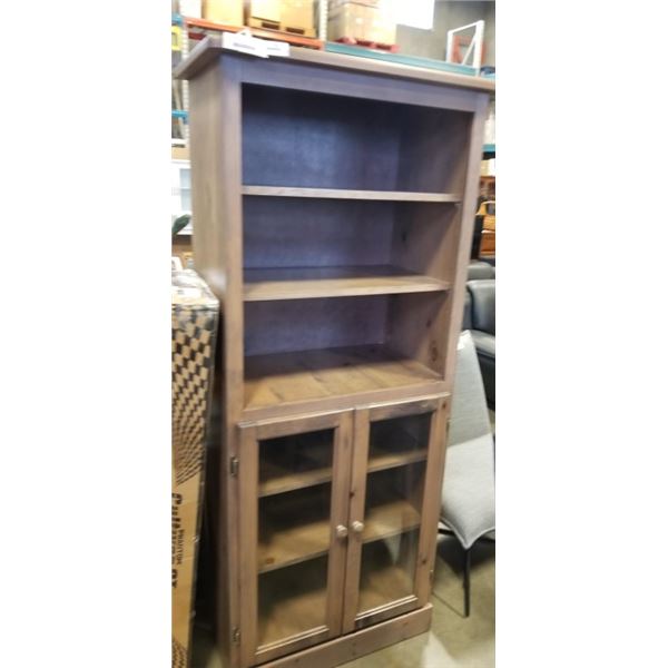 AS NEW DISPLAY CABINET W/ OPEN SHELVES AND DOORS