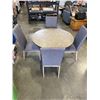 Image 1 : AS NEW ROUND DINING TABLE W/ 4 GREY UPHOLSTERED CHAIRS