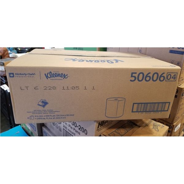 NEW CASE OF KLEENEX ROLL TOWELS 6 ROLLS, 600FT X 8 INCH