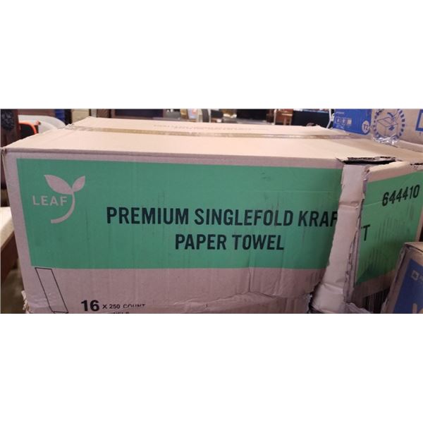 NEW CASE OF PREMIUM SINGLEFOLD KRAFT PAPER TOWELS, 4000 PER CASE
