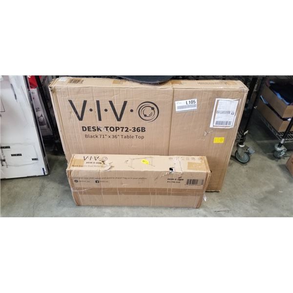 VIVO BLACK ELECTRIC DUAL MOTOR DESK FRAME AND BLACK 71" X 36" TABLE TOP