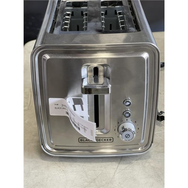 AS NEW BLACK AND DECKER 2 SLICE TOASTER - TESTED WORKING