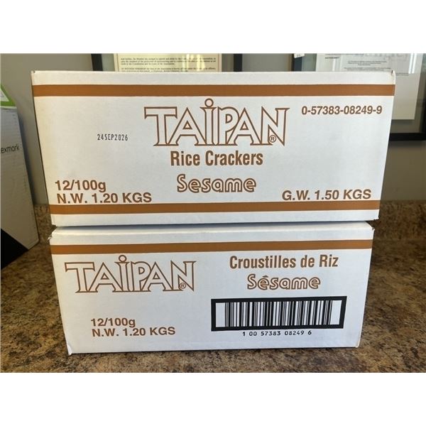 2 CASES OF TAIPAN SESAME RICE CRACKERS BEST BEFORE SEPT 24/26 12 PACKS PER CASE