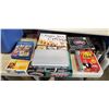 Image 1 : PLASTIC TOTE OF GAMES INCLUDING TEXAS HOLDEM POKER SET, CRANIUM, FAMILY FEUD, SHOT GLASS CHESS SET E