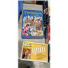 Image 2 : PLASTIC TOTE OF GAMES INCLUDING TEXAS HOLDEM POKER SET, CRANIUM, FAMILY FEUD, SHOT GLASS CHESS SET E