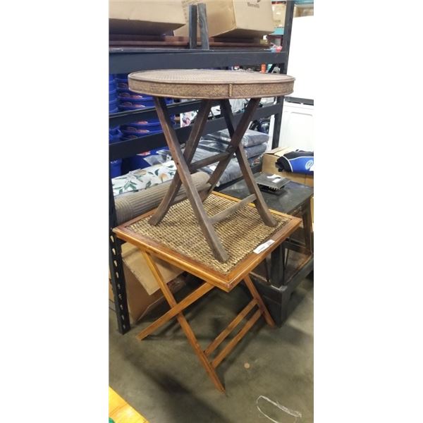 2 FOLDING RATTAN TABLES