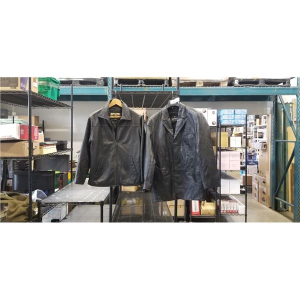 PELLE CUIR MENS DRESS LEATHER SIZE SMALL AND NORTH END LADIES LEATHER JACKET. SIZE MEDIUM