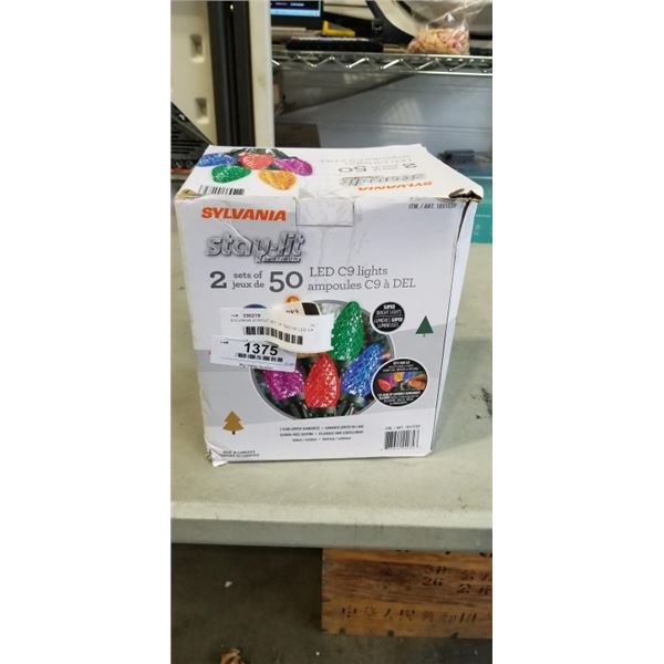 SYLVANIA STAYLIT SET OF TWO 50 LED C9 CHRISTMAS LIGHTS