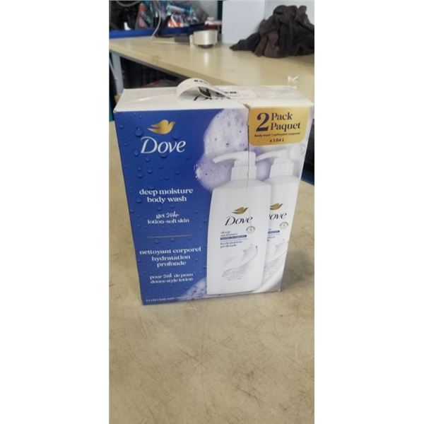 2 PACK DOVE DEEP MOISTURE BODY WASH. 1.04 LITRE PER BOTTLE