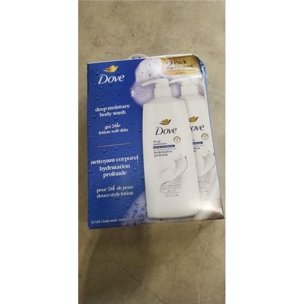 2 PACK DOVE DEEP MOISTURE BODY WASH. 1.04 LITRE PER BOTTLE