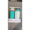 Image 1 : 2 NEW OWALA LEAK PROOF, INSULATED WATER BOTTLES WITH BUILT IN STRAWS