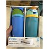 Image 2 : 2 NEW OWALA LEAK PROOF, INSULATED WATER BOTTLES WITH BUILT IN STRAWS