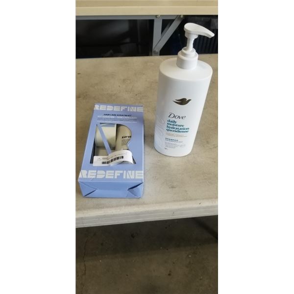 DOVE DAILY MOISTURE 1.04 LITRE BOTTLE AND REDEFINE HAIR CARE KERATIN KIT - CONDITIONER ONLY
