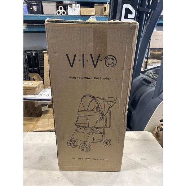 VIVO PINK FOUR WHEEL PET STROLLER