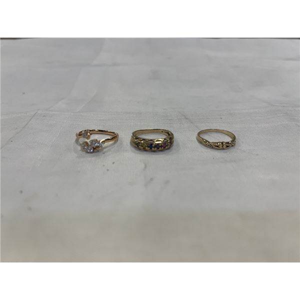 GOLD PLATED RING AND 2 10K RINGS