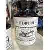 Image 2 : 5 VINTAGE LIDDED STORAGE CROCKS - FLOUR, SUGAR, TEA, COFEE, OTHER