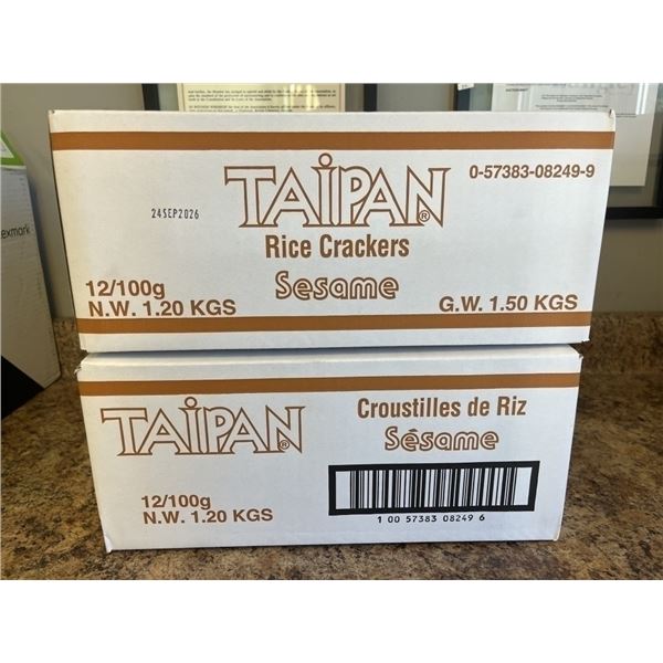 2 CASES OF TAIPAN SESAME RICE CRACKERS BEST BEFORE SEPT 24/26 12 PACKS PER CASE