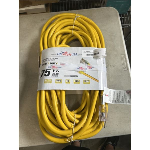 HEAVY DUTY LIGHTED 100 FOOT YELLOW EXTENSION CORD. 10AWG/3C