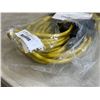 Image 2 : HEAVY DUTY LIGHTED 100 FT YELLOW 3 OUTLET EXTENSION CORD. 12AWG/3C