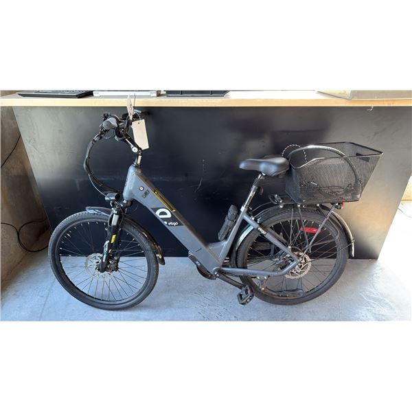 EBGO 7-SPEED FRONT SUSPENSION UTILITY E-BIKE DARK GREY CHASSIS COMMUTER BIKE - NO CHARGER/KEY