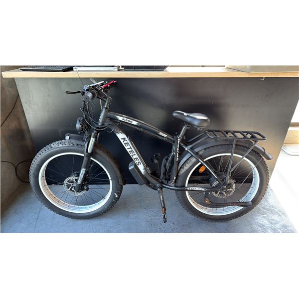 BLACK KETELES PEAKALL TERRAIN 26-INCH FAT TIRE MOUNTAIN E-BIKE 21-SPEED