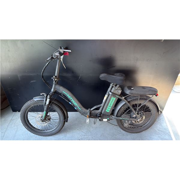 BLACK HITWAY 7-SPEED FOLDABLE STEP-THROUGH BLACK COMPACT COMMUTER E-BIKE