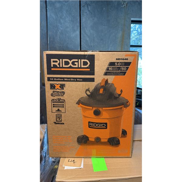 RIDGID HD1640 5.0 PEAK HP 60-LITRE INDUSTRIAL WET DRY VACUUM UNIT BLACK ORANGE HOUSING *IN BOX