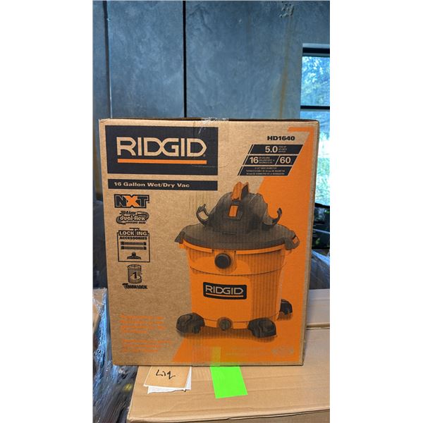 RIDGID HD1640 5.0 PEAK HP 60-LITRE INDUSTRIAL WET DRY VACUUM UNIT BLACK ORANGE HOUSING *IN BOX