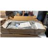 Image 1 : GARVEE QUEEN SIZE UPHOLSTERED PLATFORM BED FRAME DARK GREY 4 STORAGE DRAWERS HEADBOARD *IN BOX