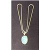 Image 1 : SILVER CHAIN (23") WITH SILVER PENDANT SET WITH BLUE STONE (28.8G)