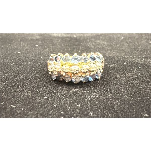 APPROX 10K LADIES RING SET WITH DIAMONDS AND SAPPHIRES (3.3G)