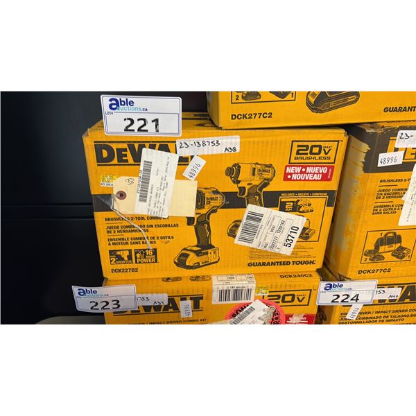 DEWALT DCK227D2 20V MAX BRUSHLESS LITHIUM-ION COMPACT DRILL AND IMPACT DRIVER COMBO KIT