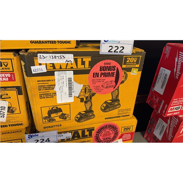 DEWALT DCK277C2 20V MAX BRUSHLESS LITHIUM-ION COMPACT DRILL AND IMPACT DRIVER COMBO KIT