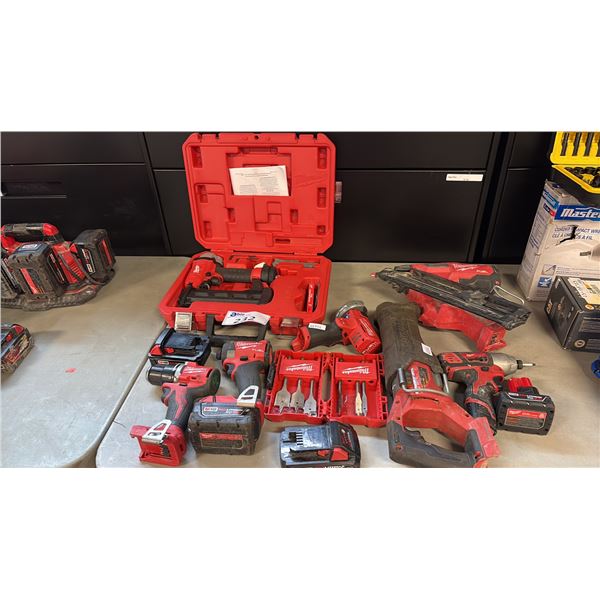 MILWAUKEE CORDLESS POWER TOOLS INCL  MILWAUKEE SAWZALL, DRILLS, REPLACEMENT BATTERIES & MORE
