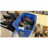 Image 1 : BIN OF HANDTOOLS & POWER TOOLS, INCLUDING AIR PUMP, RYOBI CORDLESS GRINDER, METBO GRINDER & MORE