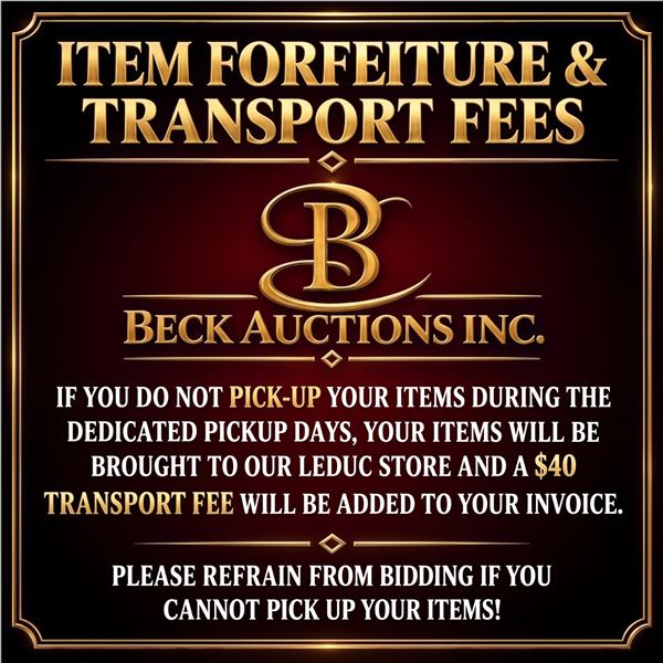 Item Forfeiture & Transport, Shipping, Delivery Fees & Conditions