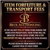 Image 1 : Item Forfeiture & Transport, Shipping, Delivery Fees & Conditions