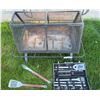 Image 1 : Rectangular Metal Fire Pit With Grill Tool Set