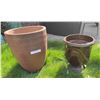 Image 1 : Terracotta and Glazed Ceramic Planters Pair
