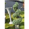 Image 2 : Garden Decor Lot: Tub, Urn, Topiary, Butterfly