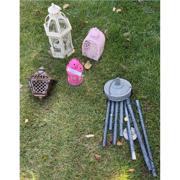 Lot: Lanterns and Metal Wind Chime