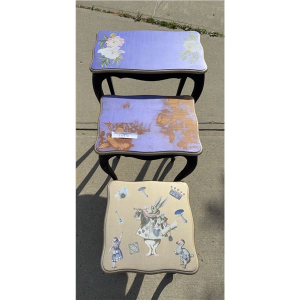 3 Painted Stacking Tables 